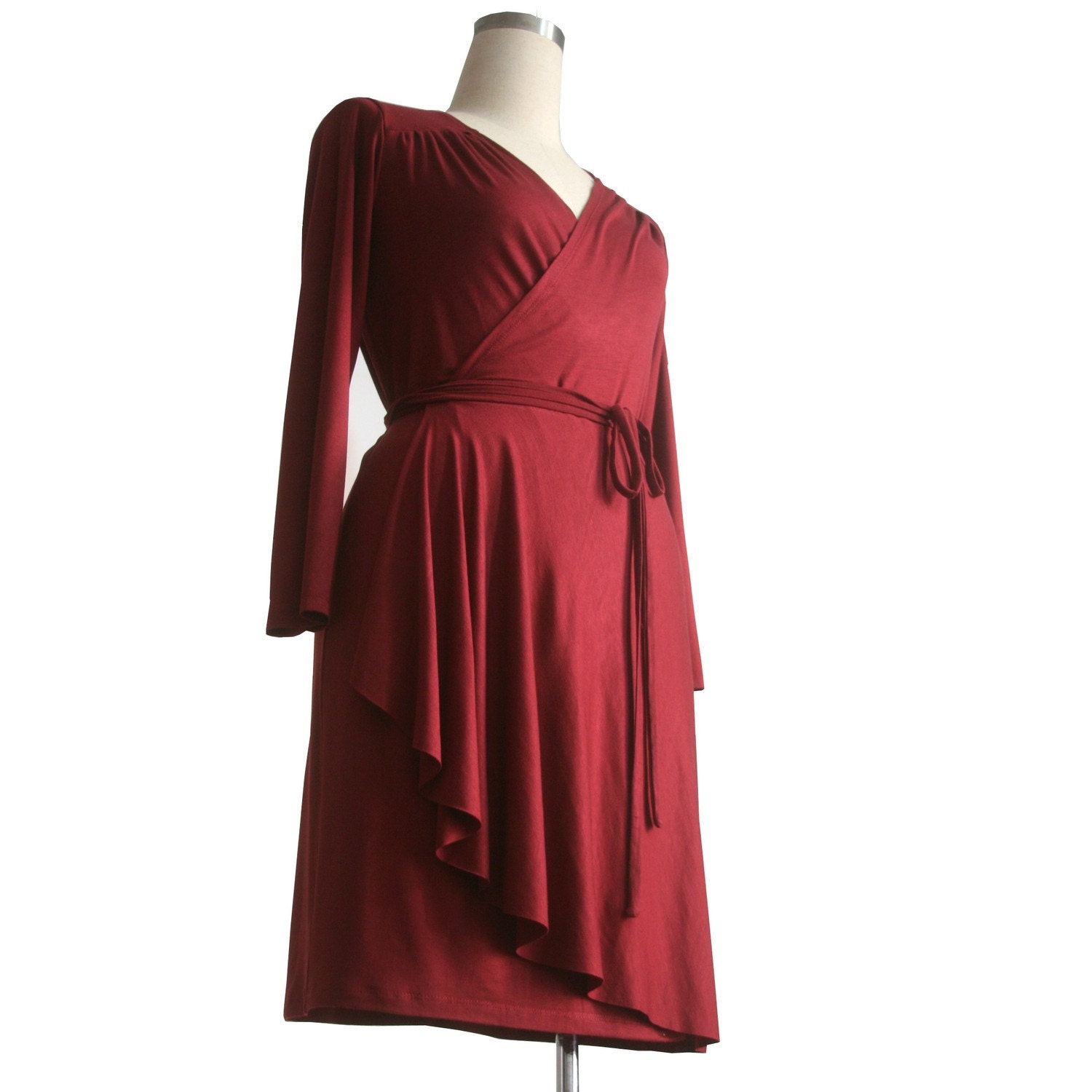 Classic wrap dress. Asymmetric wrap dress with long/short sleeves - made to measure. Custom wrap dress. Custom womens clothing