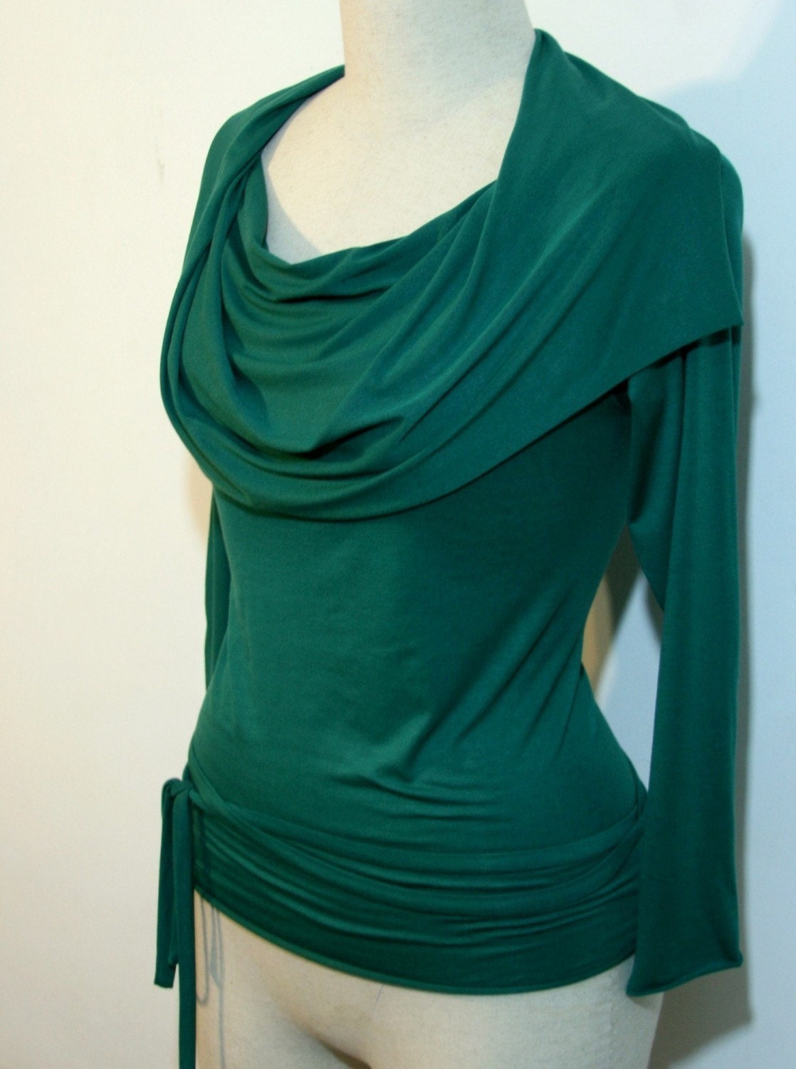 Green top Womens clothing. Womens top. Long sleeved womens shirt, made to order green blouse
