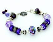 Purple Glass Bead Bracelet. Purple Artisan Lampwork Jewelry. Handmade Beaded Bracelet. Gorgeous Purple Beads. Mother's Day Gift.