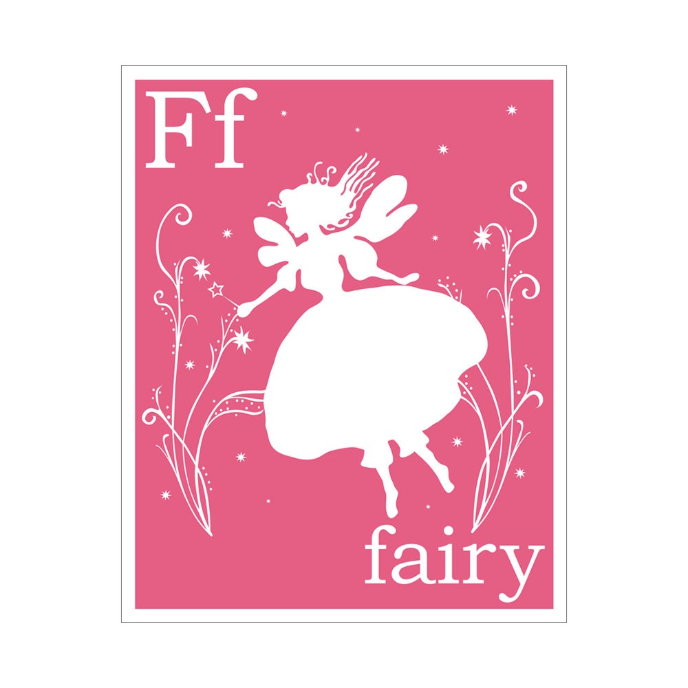 Children's Wall Art / Nursery Decor F is for Fairy 8x10 inch print