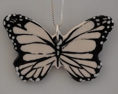 Unique White Butterfly Necklace Handmade Ceramic