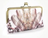 Clutch purse with banksia wattle and silk lining
