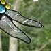 Dragonfly suncatcher stained glass sapphire blue hanging window art