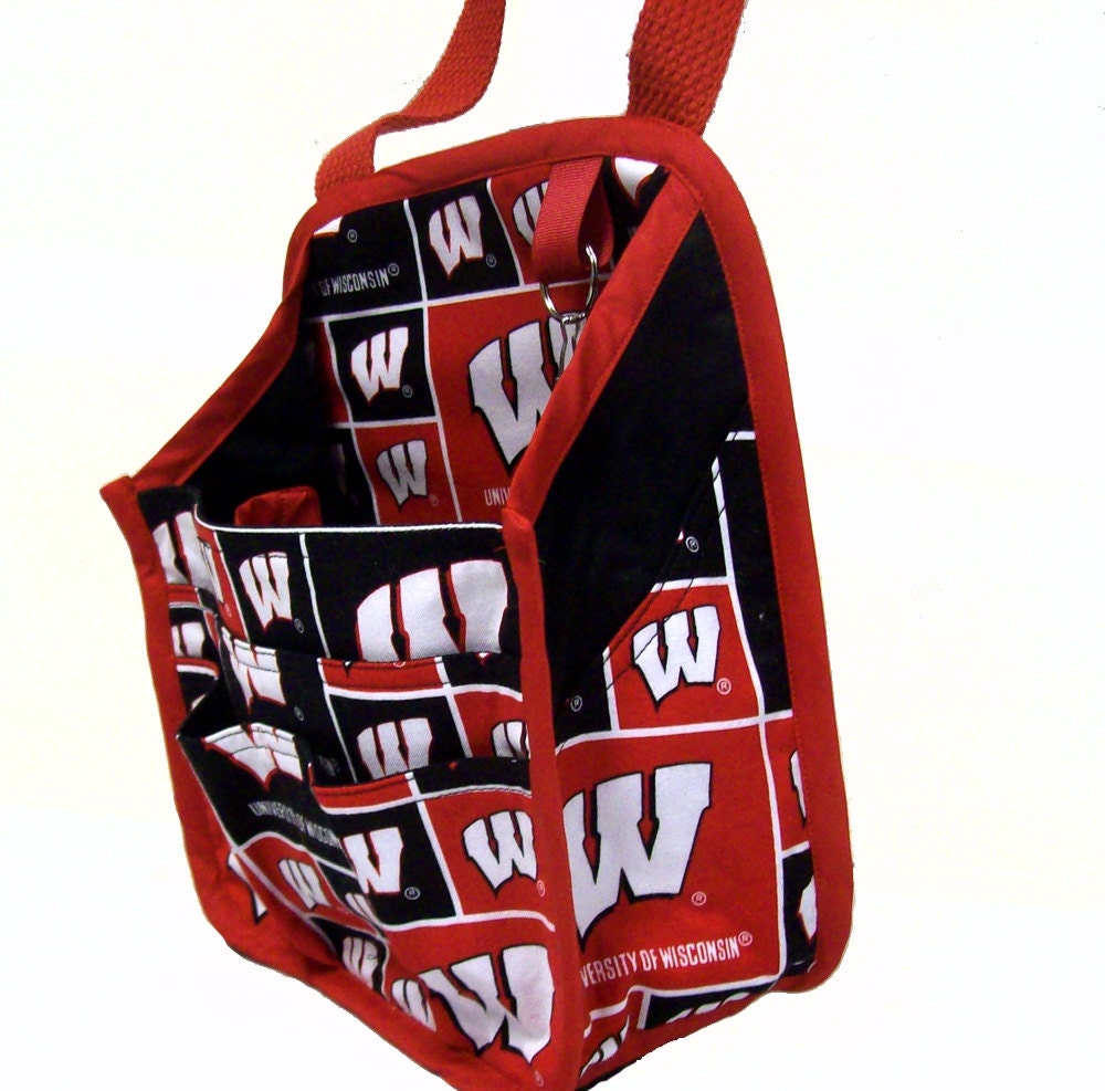 Hanging Car Organizer in Wisconsin Badgers colors