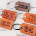 Mini Luggage Tag with Initials - pick Font, Initials, stain and grommet color - Giant key ring - Key ring - Leather Key fob