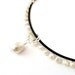 White pearl leather necklace freshwater pearl pendant elegant rocker ooak