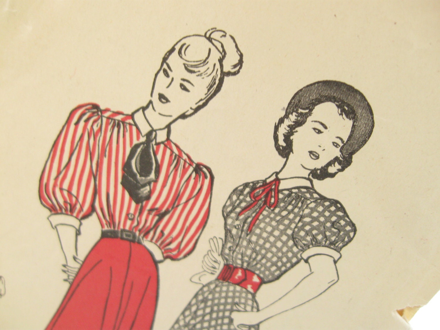Butterick 4440 1940s Gibson Girl Shirtwaist Dress Pattern Bust 32