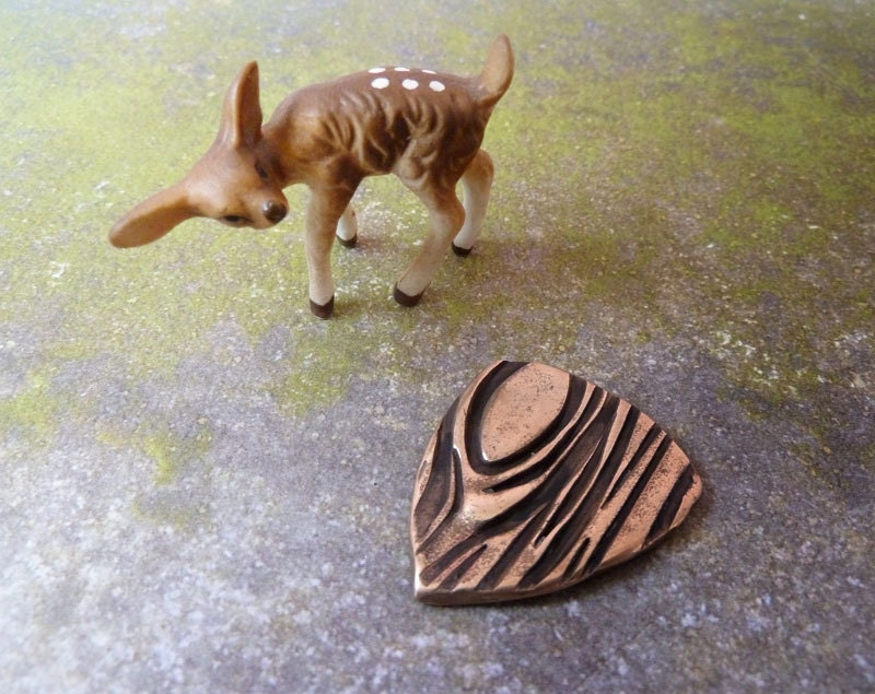 Bambi Got the Blues Guitar Pick. Handmade Bronze Guitar pick. Artisan Bronze
