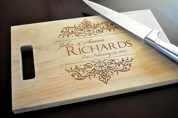 Personalized Cutting Board Laser Engraved Hard Maple 8x14 Wood Cutting Board