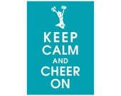 Keep Calm and Cheer On - 5x7 Print  (Featured in Oceanic Blue) Buy 3 and get 1 FREE