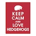 Keep Calm and Love Hedgehogs, 11x14 Print (featured in Cardinal Red) Buy 3 get 1 FREE Keep Calm Art Keep Calm Poster