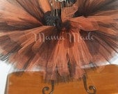 Black and Orange Tutu and matching hair accessory sizes 12 mo 18 mo 24 mo 2t 3t 4t 5
