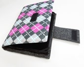 Nexus 7 case / Kindle Fire (original) case -- Book-style -- Preppy argyle pink grey white blue