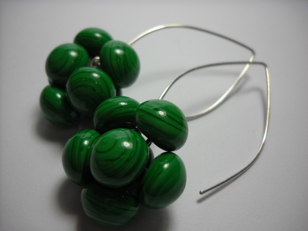 Green  Murano Glass Dragees Earring