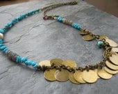 Turquoise, Labradorite and Brass Necklace