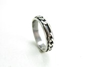 Guys Mens Sterling Silver Chain Ring Biker Jewelry Heavy Ring Band for Guys