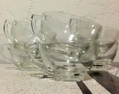 Coffee Cups / Vintage Deco / Clear Glass / Tea Punch Party Set / Set of 6 / 1940s 1930s 1920s