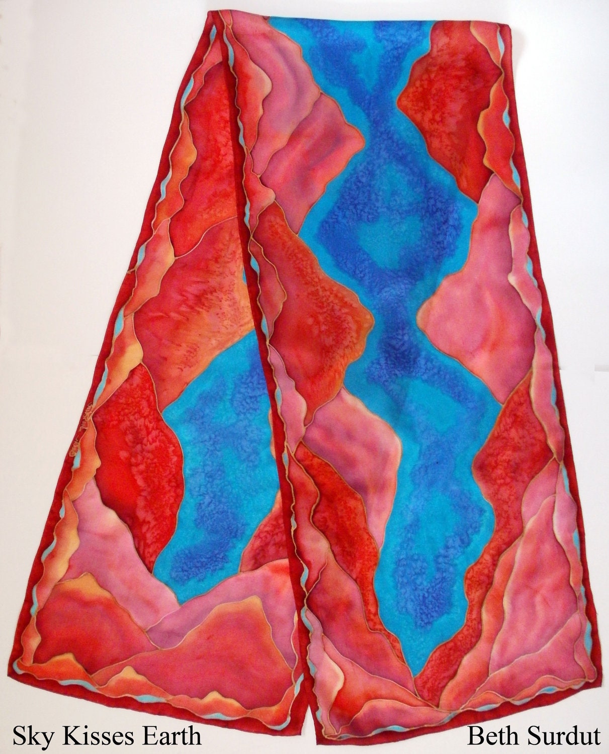 Sky Kisses Earth Painted Silk Scarf