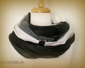 Monochrome pashmina - super soft - ombré - winter scarf - loop - infinity scarf - cowl - tuxedo - snood - knit scarf with shell buttons.
