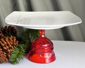 Cake Stand Pedestal Hostess Gift Christmas Holiday Decor Winter Forest By E. Isabella Designs As Featured In Martha Stewart Weddings.