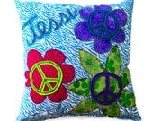 Peace Sign Cushion - 16 x 16 Personalized Throw Accent Pillow, Custom Made to Match Any Decor, You Choose the Colors - One Square Pillow