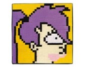 Purple Haired Cartoon Character, 8 x 8 Felt Collage