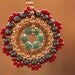 SALE - Bloom Necklace - Red and Blue - Jewelry, Pendant, Beadwork, Handmade Necklace, Bridal Accessories, Weddings, Gifts