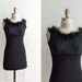 SALE////Vintage 1960s mini dress with lace bodice and ostrich feather trim around neckline