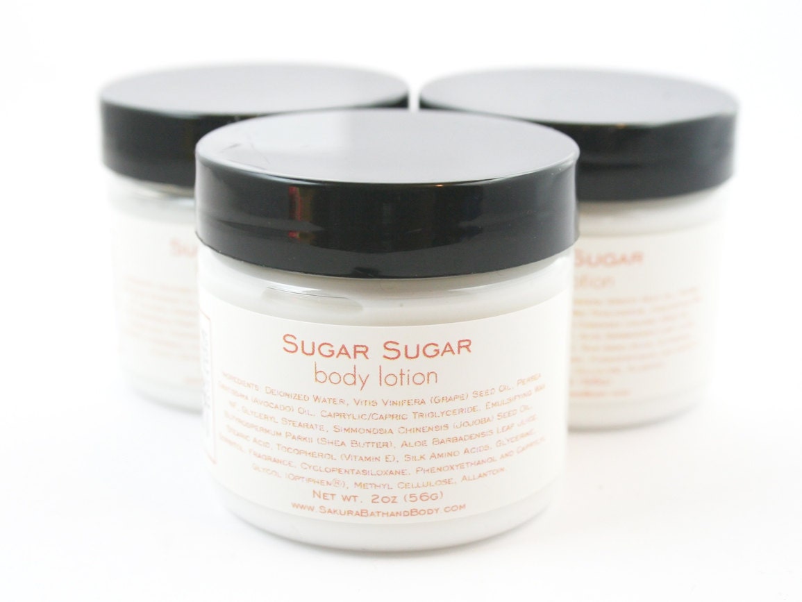Body Lotion Sample - Sugar Sugar Body Lotion Jojoba Oil and Silk Amino Acids - 2oz