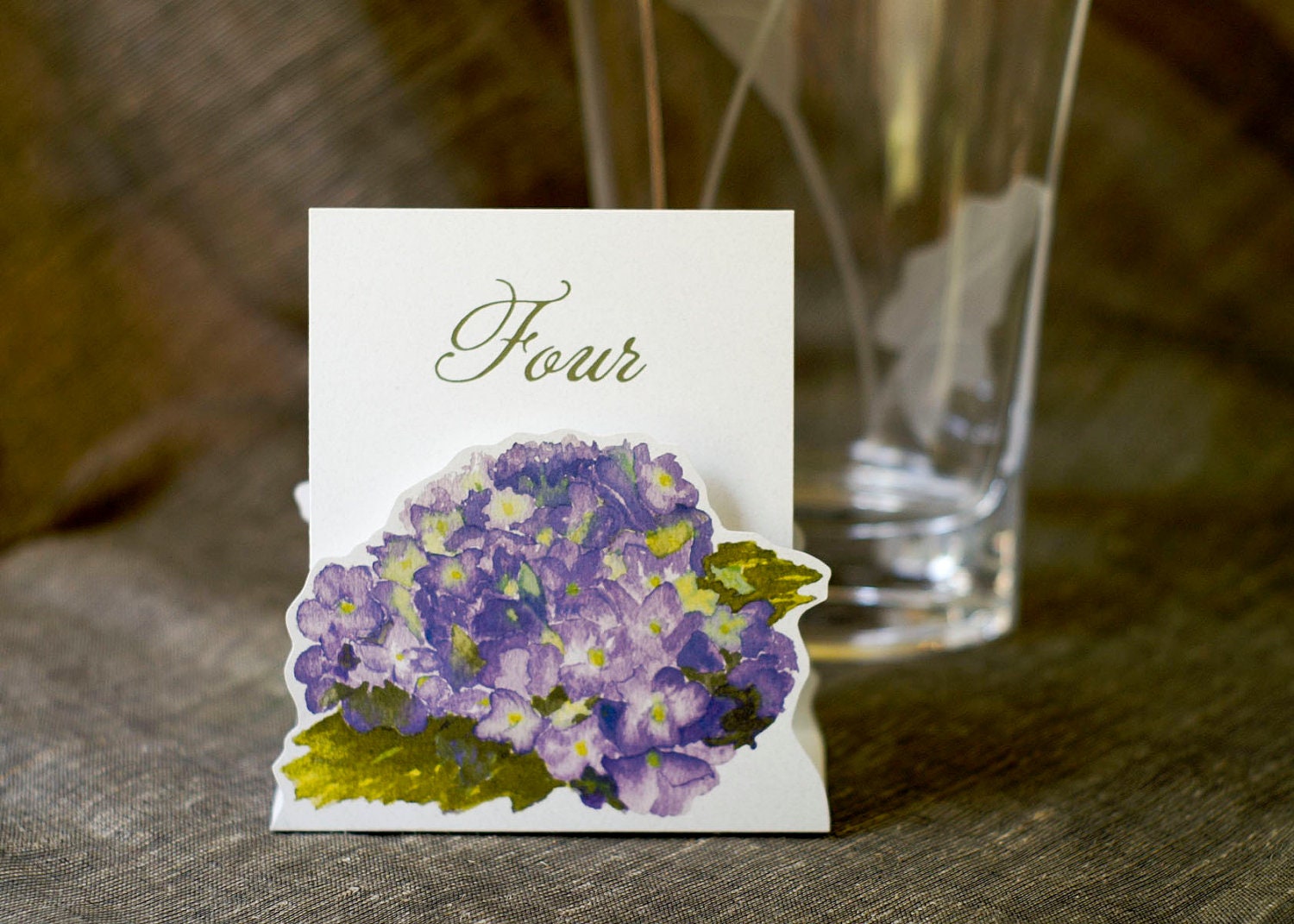 Table Number Tents-Purple Hydrangea - Decoration for Events, Weddings, Showers, Parties