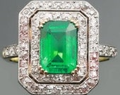 Colombian emerald ring diamond Art Deco jewelry