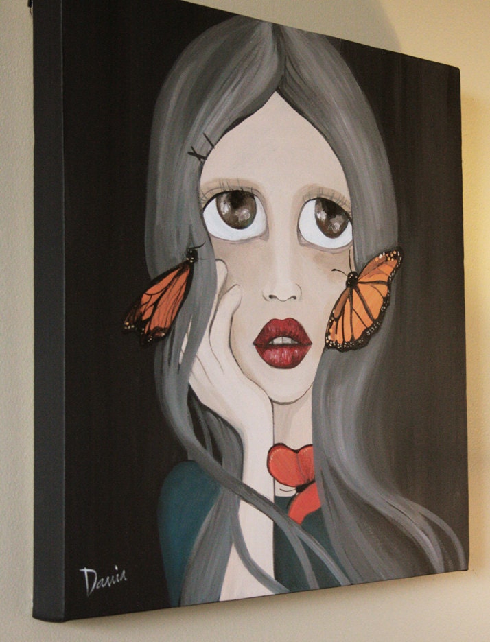 Flutterbye - Hand-Painted on Gallery Wrap Canvas 18"x18"