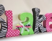 Childrens Decor Wood Letters Zebra Stripe Set of 8