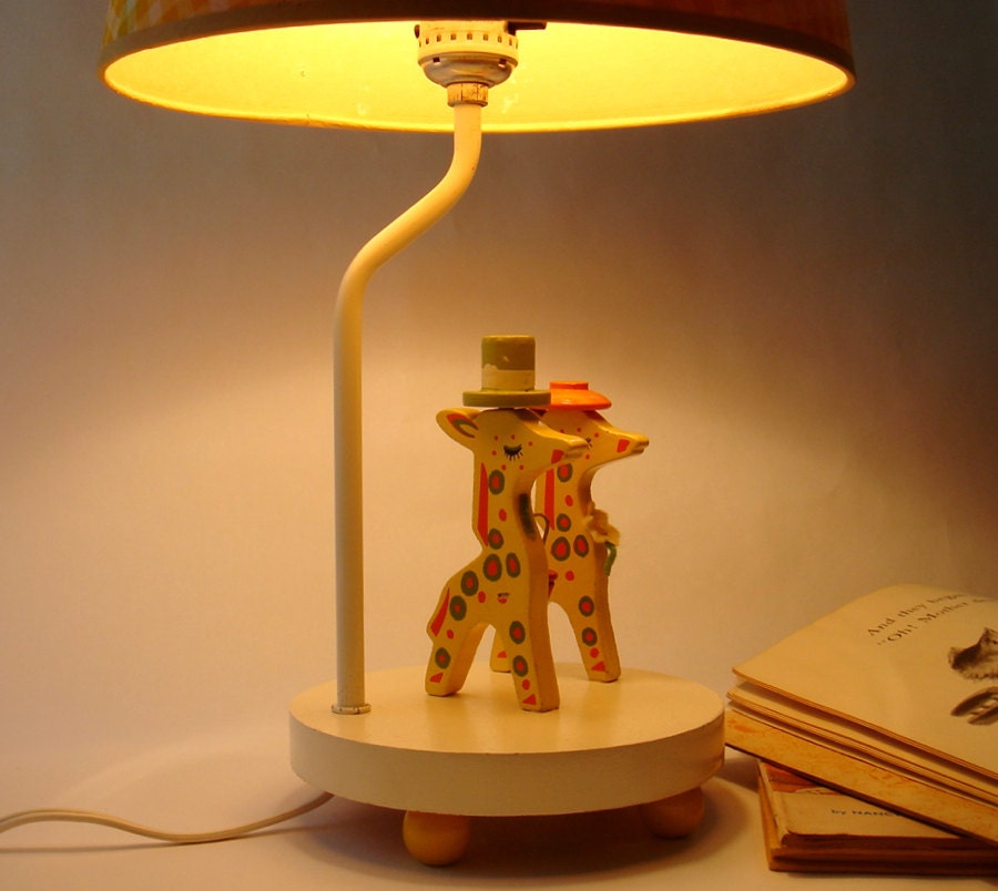 Vintage Irmi Nursery Children Lamp - Wooden - Giraffe - 1977