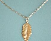 Gold Leaf Necklace - simple gold filled charm pendant botanical nature etched - everyday jewelry - adenandclaire