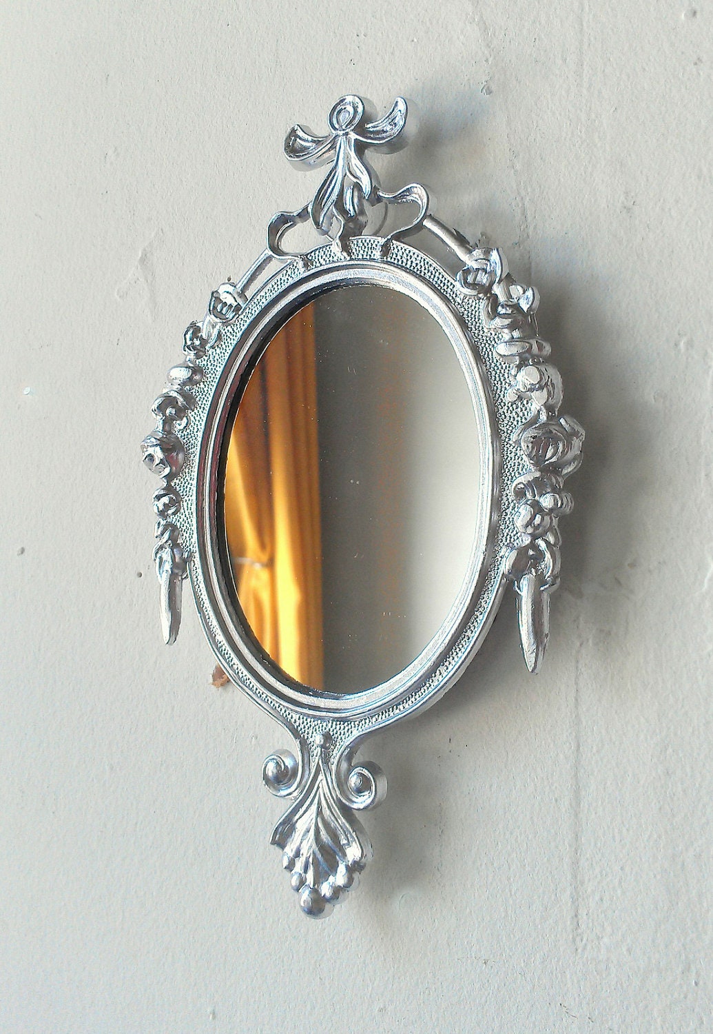 Decorative Mirror in Vintage Shiny Silver Frame - Revived Vintage