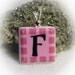 Ceramic Letter F Personalized Pink Wire Wrapped Pendant