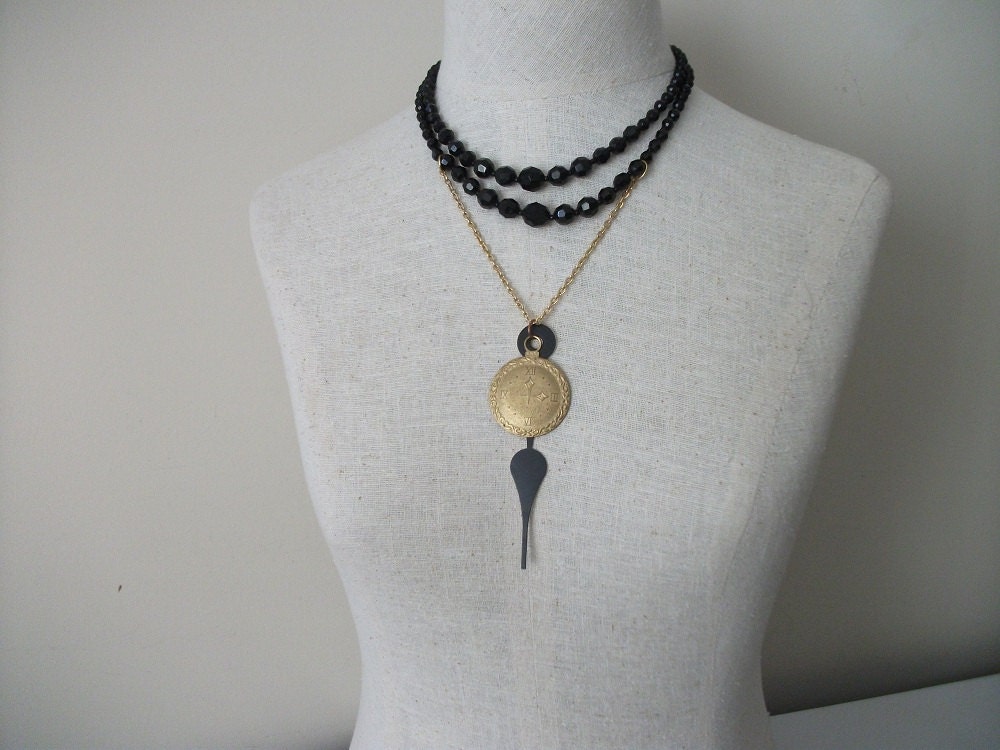 French Noir  Vintage bits  Necklace