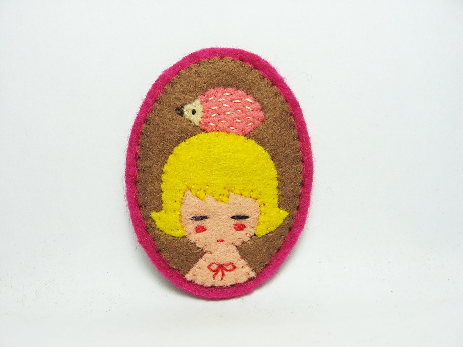 Hedgehog girl felt brooch