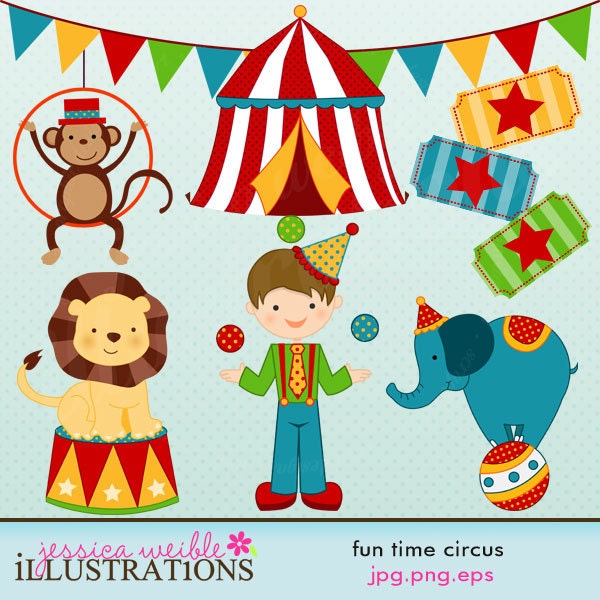 Fun Time Circus Cute Digital Clipart for Card Design, Scrapbooking, and Web Design Il_170x135