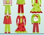 Christmas Pajamas Cute Digital Clipart for Card Design, Scrapbooking, and Web Design Il_170x135