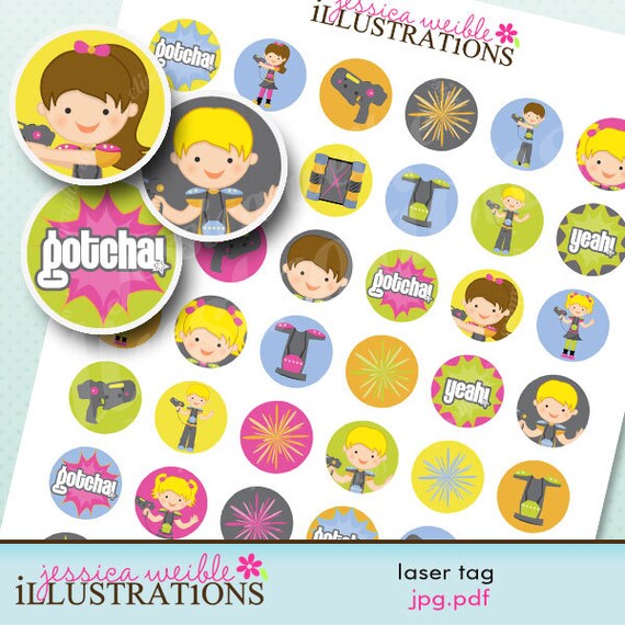 Laser Tag Theme Printable 1 inch Circle Collage Sheet, 1-inch Bottle Cap Circles, Digital File Il_570xn