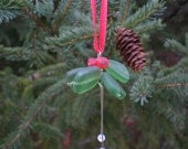 Small Glass Mistletoe Christmas Ornament
