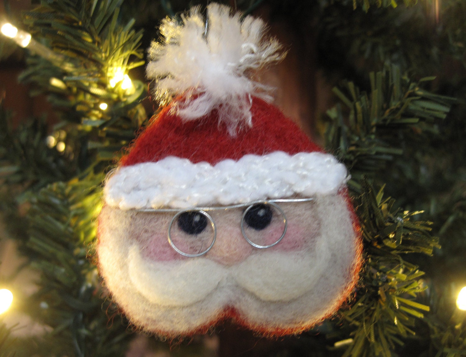 Santa Claus Christmas Tree Ornament - Needle Felted Wool - Charity - FeltLikeHelping