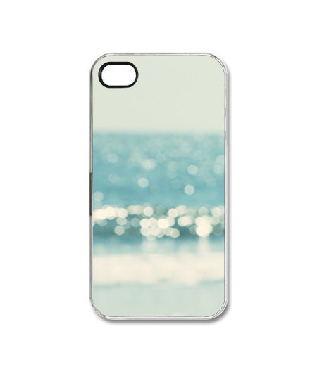 Beach iPhone 4s case abstract ocean bokeh iPhone plastic cover iphone 4s cover iphone accessory light blue aqua turquoise blue sparkly water