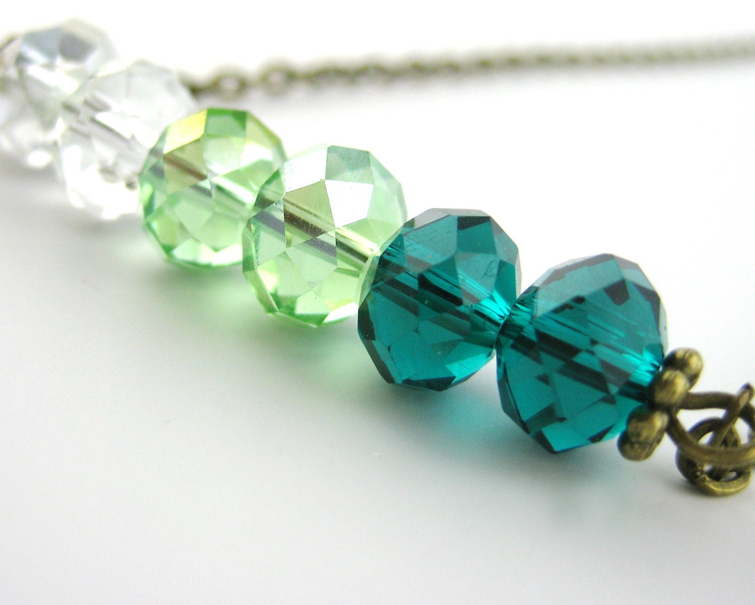 Green Ombre Jewelry - Green Necklace Christmas Holiday Jewelry Crystal Necklace