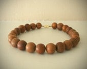 Oversized, Wooden Beaded Necklace / Beautiful Wooden Bayong Beads from the Philippines with Rich Wood Grain / "SAMAR"
