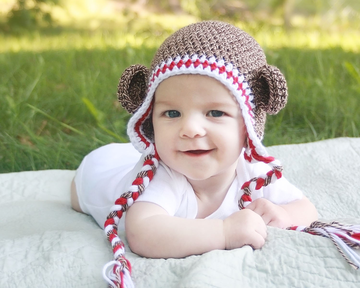 Sock Monkey Hat - Choose size 0-3 Months, 3-6 Months, 6-12 Months