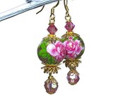 Pink Rose Earrings, Floral Earrings, Flower Jewelry