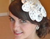 Rhinestone Bridal Hair Comb with Vintage Ivory Passementerie Veil by Jill's Boutique on Etsy
